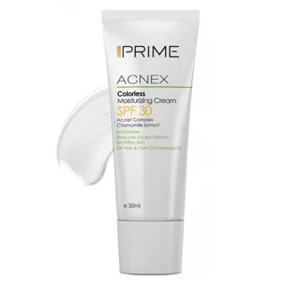 کرم مرطوب کننده بی رنگ ACNEX فاقد چربی SPF30 پرایم حجم 50 میلی لیتر
