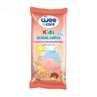 دستمال مرطوب جیبی و پاک کننده دست و صورت کودک مدرسه وی کر مدل دخترانه پاک کننده قوی Kids نارنجی تعدا