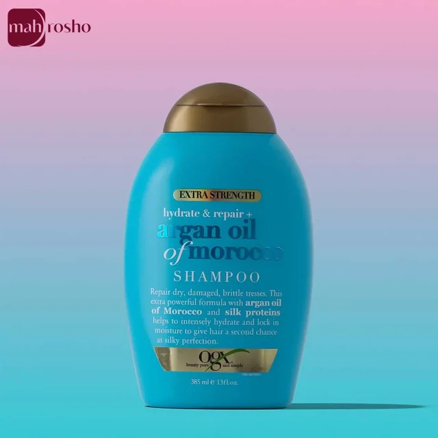 شامپو روغن آرگان مراکشی او جی ایکس سری Extra Strength بدون سولفات حجم 385 میلی لیتر