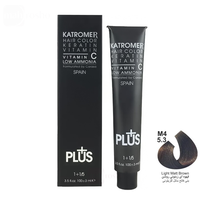 رنگ مو کاترومر گروه زیتونی رنگ قهوه ای زیتونی روشن شماره M4 , 5.3 حجم 100 میلی لیتر