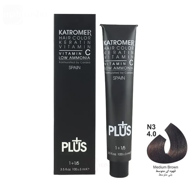 رنگ مو کاترومر گروه طبیعی رنگ قهوه ای متوسط شماره N3 , 4.0 حجم 100 میلی لیتر