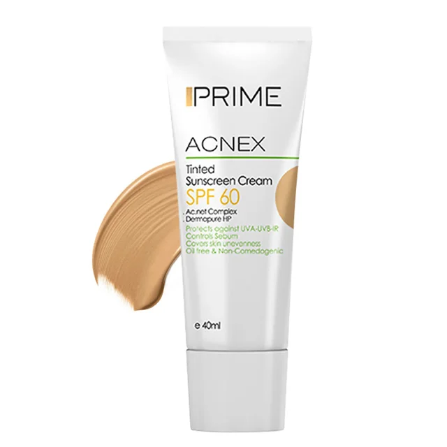 کرم ضد آفتاب رنگی پرایم مدل Acnex Tinted با SPF 60 رنگ بژ حجم 40 میلی لیتر