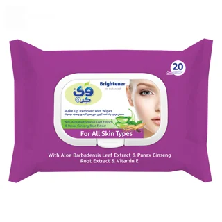 دستمال مرطوب پاک کننده آرایش جوان ساز وی کر حاوی عصاره جینسینگ و آلوئه ورا بسته 20 برگی