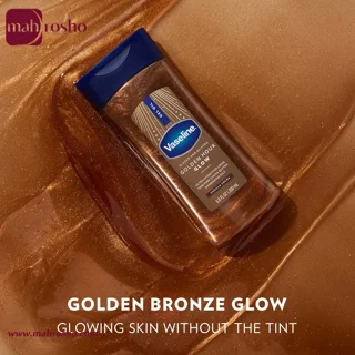ژل روغن بدن شاین دار وازلین مدل Golden Hour Glow با رایحه وانیل کاکائو حجم 200 میلی لیتر