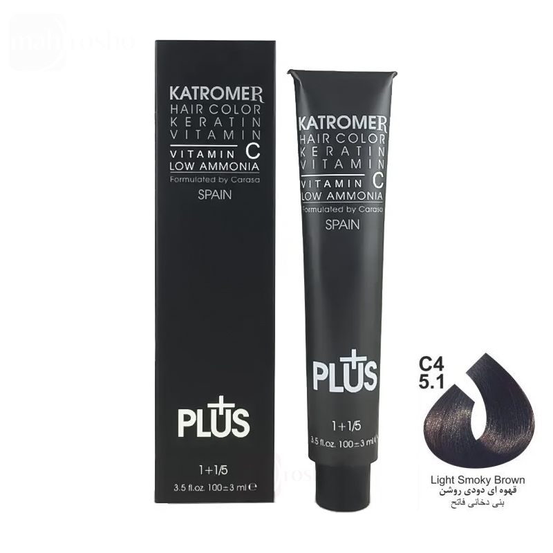 رنگ مو کاترومر گروه دودی رنگ قهوه ای دودی روشن شماره C4 , 5.1 حجم 100 میلی لیتر