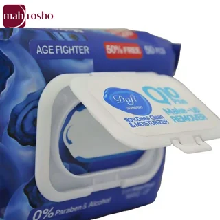 دستمال مرطوب پاک کننده آرایش مدل Q10 Plus دافی حاوی عصاره بلوبری 50 عدد