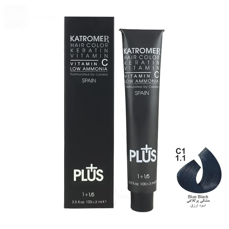 رنگ مو کاترومر گروه دودی رنگ مشکی پر کلاغی شماره C1 , 1.1 حجم 100 میلی لیتر