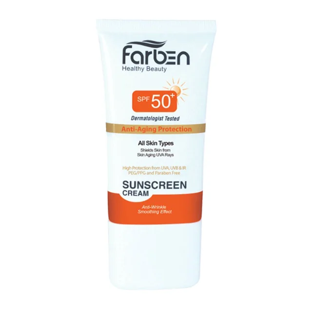 کرم ضد آفتاب فاربن مدل ضد چروک بدون رنگ با SPF50 حجم 50 ميلی لیتر