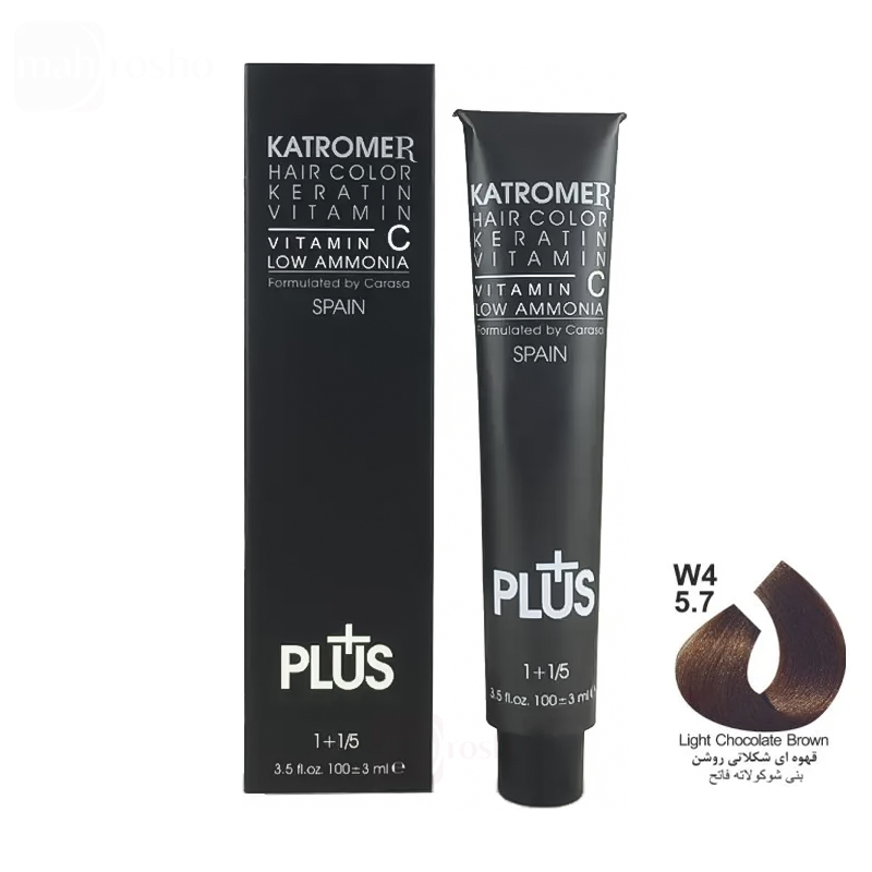 رنگ مو کاترومر گروه شکلاتی رنگ قهوه ای شکلاتی روشن شماره W4 - 5.7 حجم 100 میلی لیتر