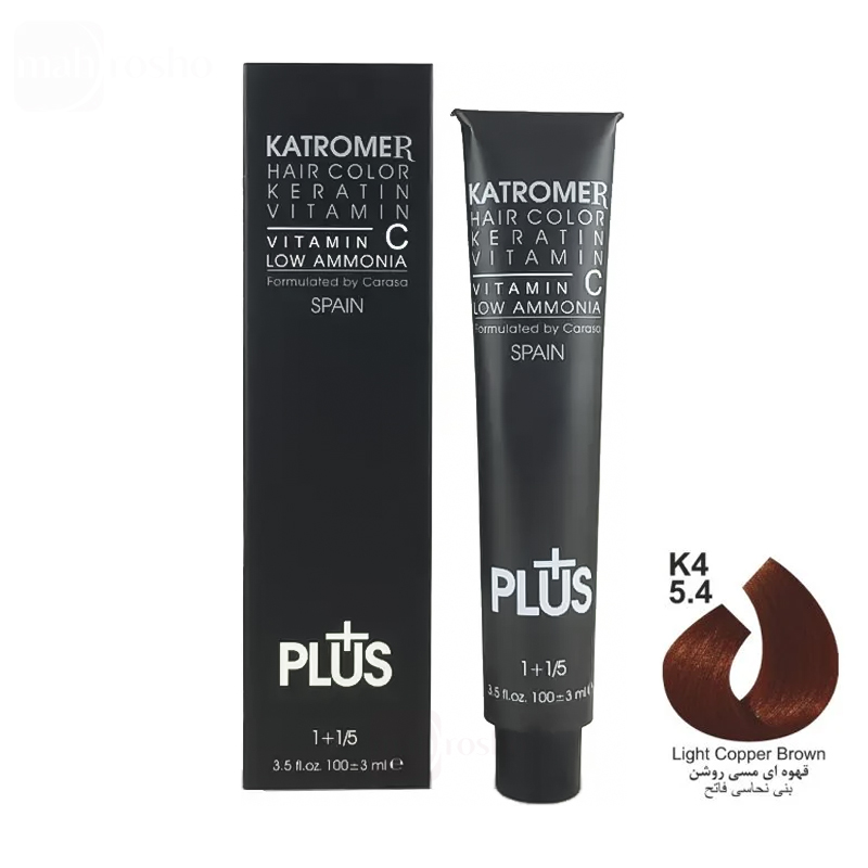 رنگ مو کاترومر گروه مسی رنگ قهوه ای مسی روشن شماره K4 , 5.4 حجم 100 میلی لیتر