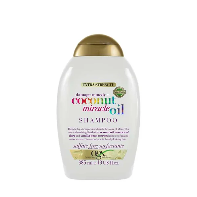 شامپو روغن نارگیل میراکل اوجیکس سری Extra Strength بدون سولفات حجم 385 میلی لیتر