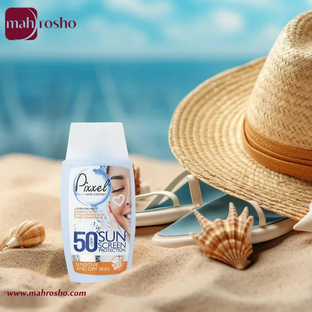 ضد آفتاب بی رنگ پیکسل با SPF50 مناسب پوست خشک و حساس حجم 50 میلی لیتر