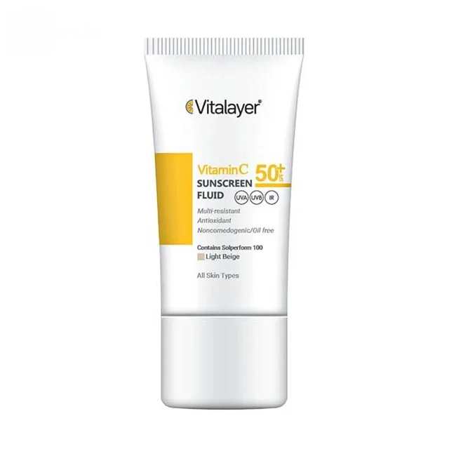 فلوئید ضد آفتاب SPF50 ویتامین C ویتالیر در سه رنگ حجم 50 میلی لیتر