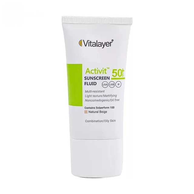 فلوئید ضد آفتاب SPF50 پوست چرب ویتالیر مدل اکتی ویت در 3 رنگ حجم 50 میلی لیتر