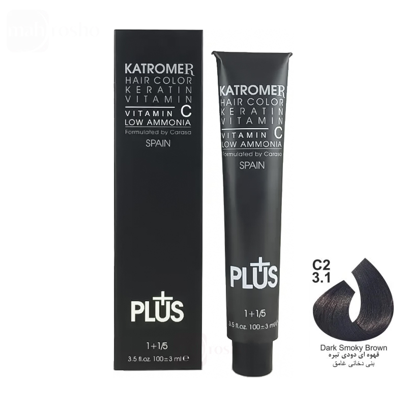 رنگ مو کاترومر گروه دودی رنگ قهوه ای دودی تیره شماره C2 , 3.1 حجم 100 میلی لیتر
